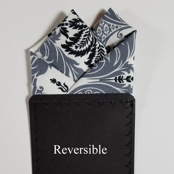 New - Black Floral Pre-Folded Pocket Square Handkerchief Insert - Picture 7 of 7
